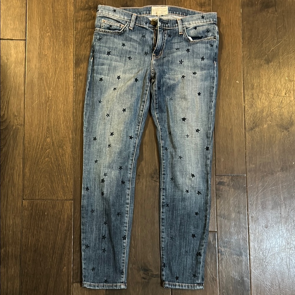 Star-Embellished Current/Elliott Blue Jeans
